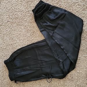 Black silky joggers